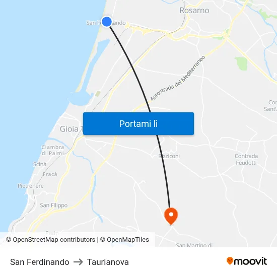 San Ferdinando to Taurianova map