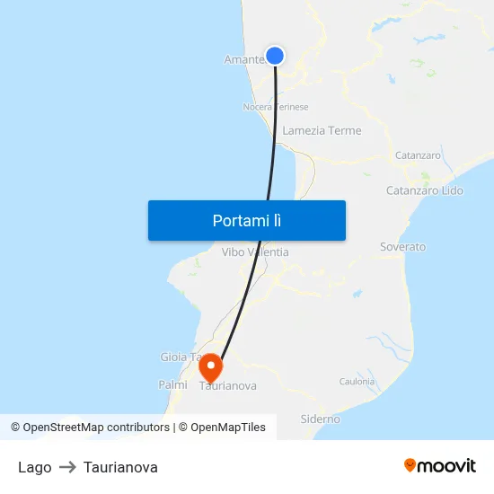 Lago to Taurianova map