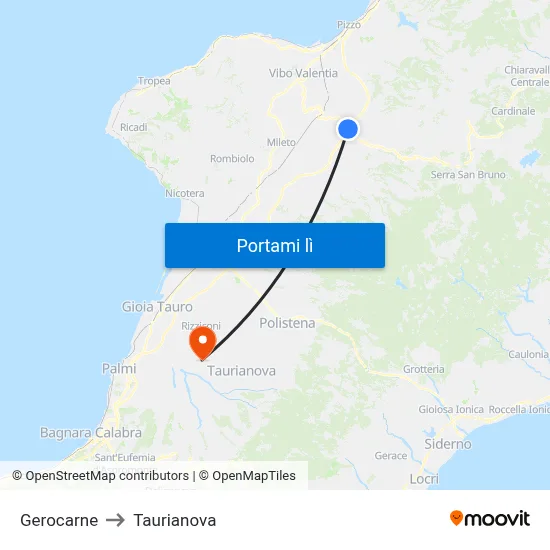 Gerocarne to Taurianova map