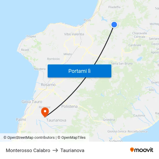 Monterosso Calabro to Taurianova map