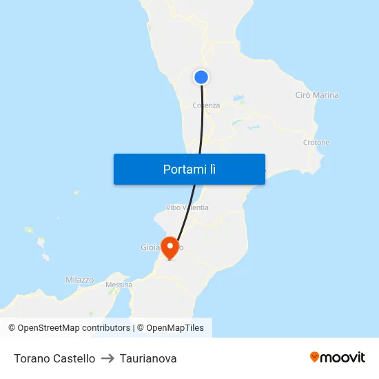 Torano Castello to Taurianova map