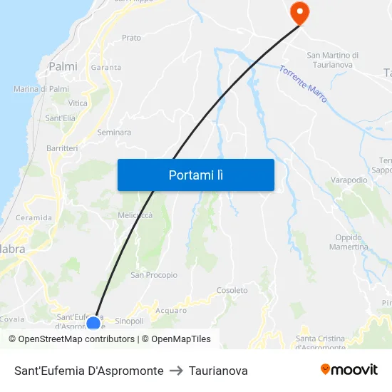 Sant'Eufemia D'Aspromonte to Taurianova map
