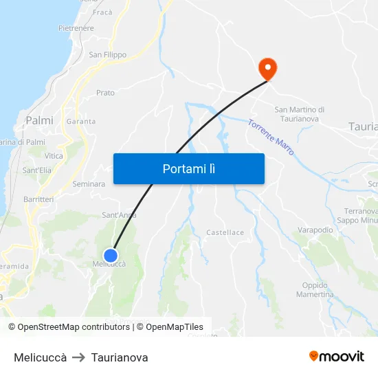 Melicuccà to Taurianova map