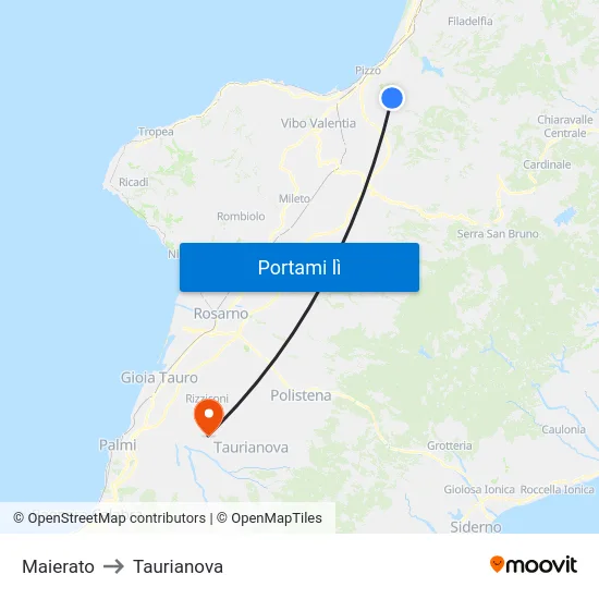 Maierato to Taurianova map