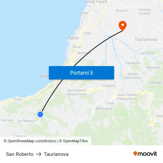 San Roberto to Taurianova map