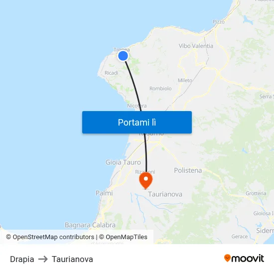 Drapia to Taurianova map