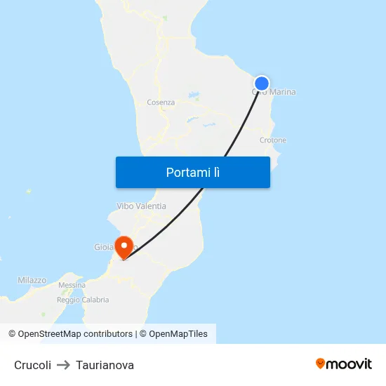 Crucoli to Taurianova map
