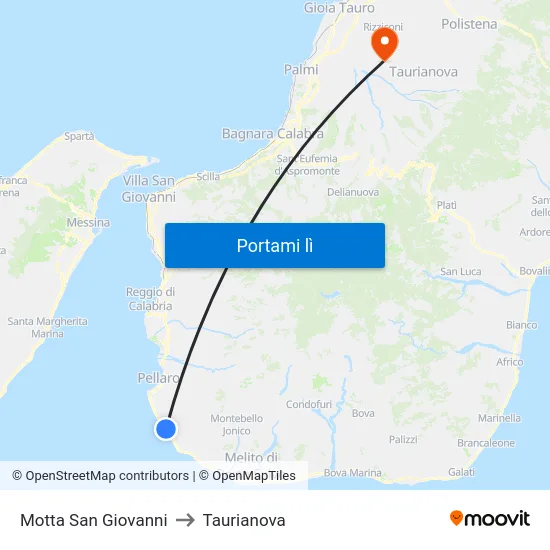 Motta San Giovanni to Taurianova map