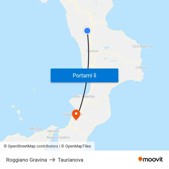Roggiano Gravina to Taurianova map