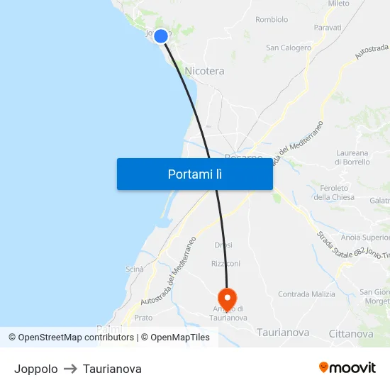 Joppolo to Taurianova map