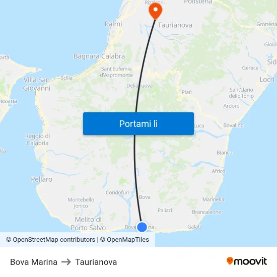 Bova Marina to Taurianova map