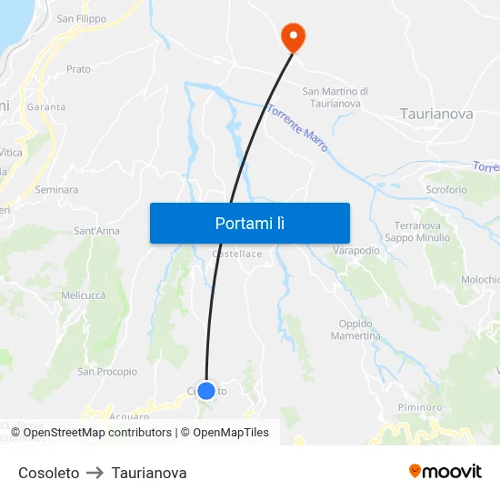 Cosoleto to Taurianova map