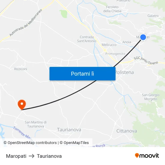Maropati to Taurianova map