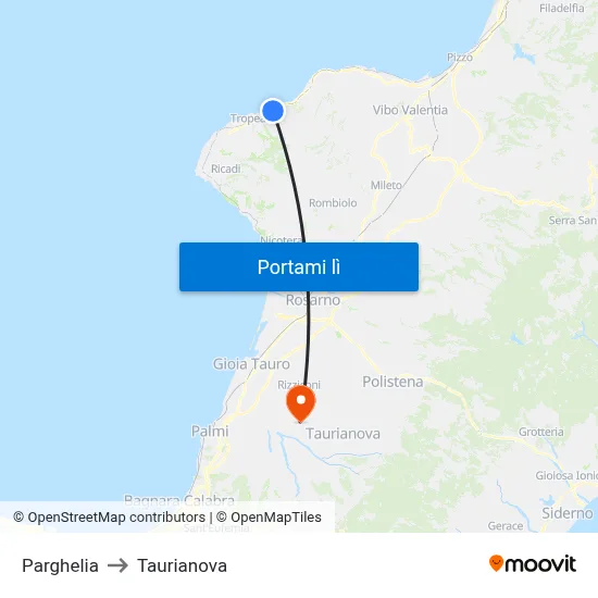 Parghelia to Taurianova map