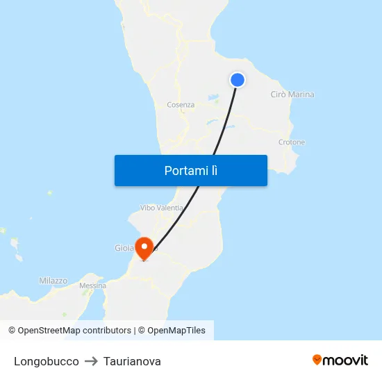 Longobucco to Taurianova map