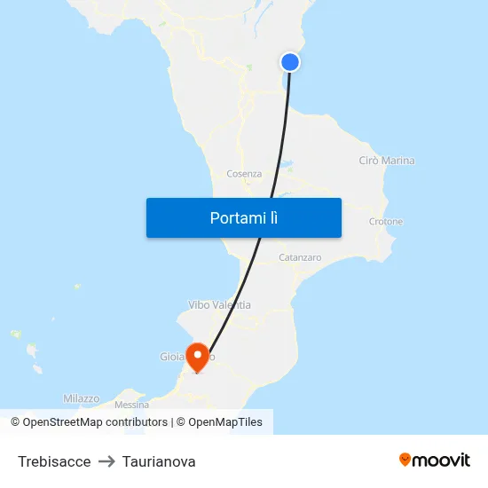 Trebisacce to Taurianova map