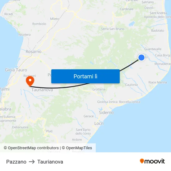Pazzano to Taurianova map