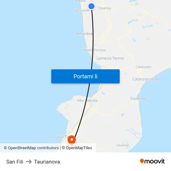 San Fili to Taurianova map