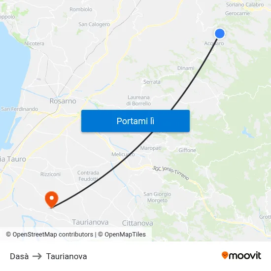 Dasà to Taurianova map