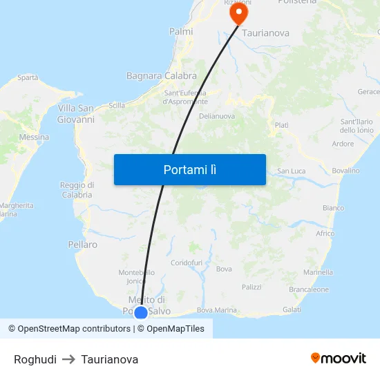 Roghudi to Taurianova map