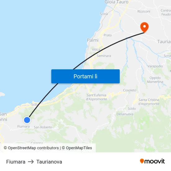 Fiumara to Taurianova map
