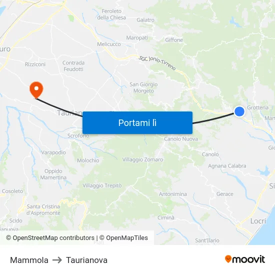 Mammola to Taurianova map