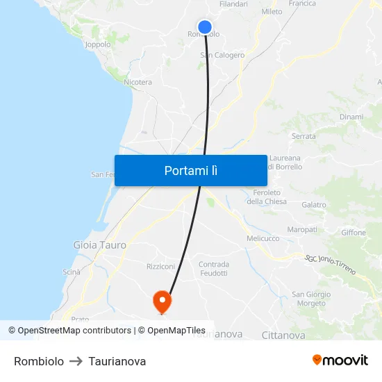 Rombiolo to Taurianova map