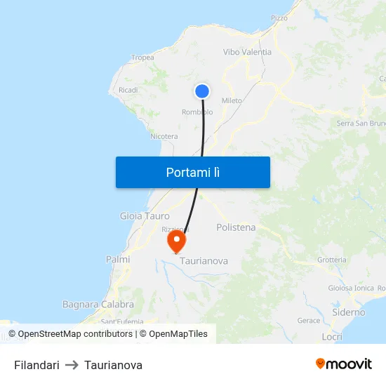 Filandari to Taurianova map