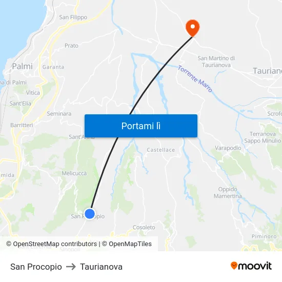 San Procopio to Taurianova map