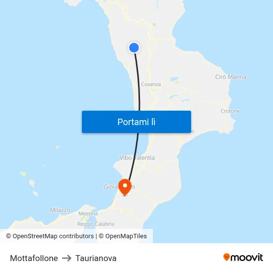 Mottafollone to Taurianova map