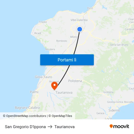 San Gregorio D'Ippona to Taurianova map
