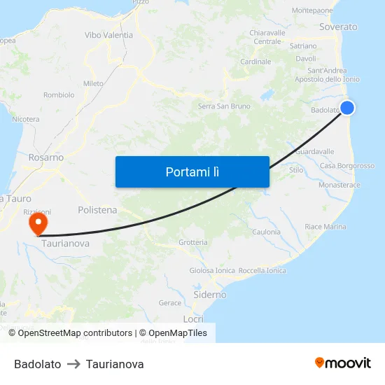 Badolato to Taurianova map