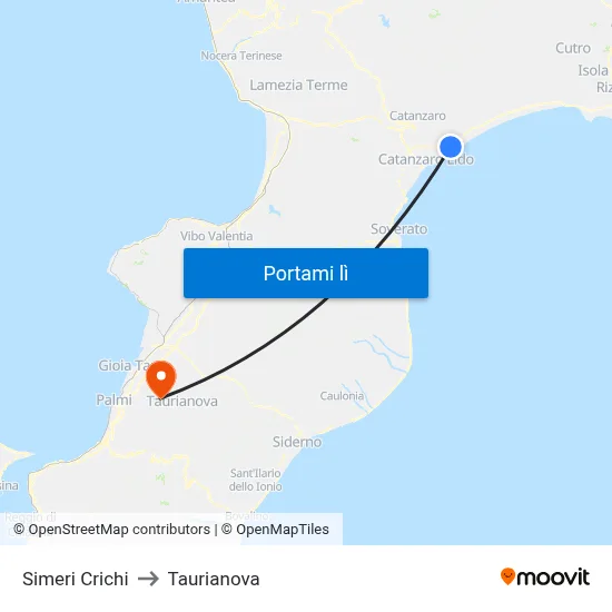 Simeri Crichi to Taurianova map