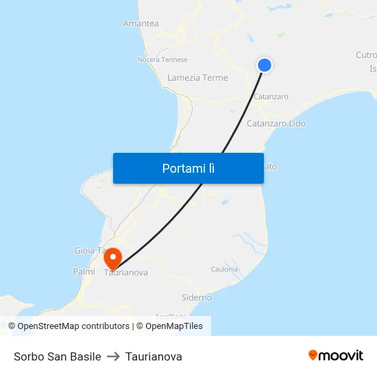 Sorbo San Basile to Taurianova map