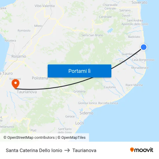 Santa Caterina Dello Ionio to Taurianova map