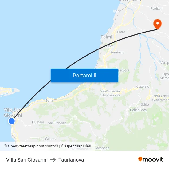 Villa San Giovanni to Taurianova map