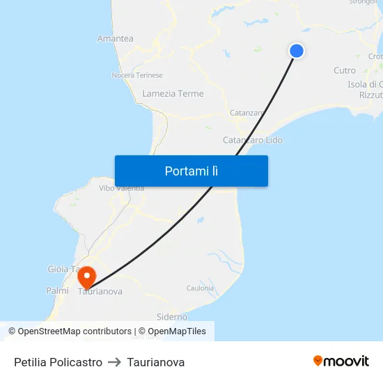 Petilia Policastro to Taurianova map
