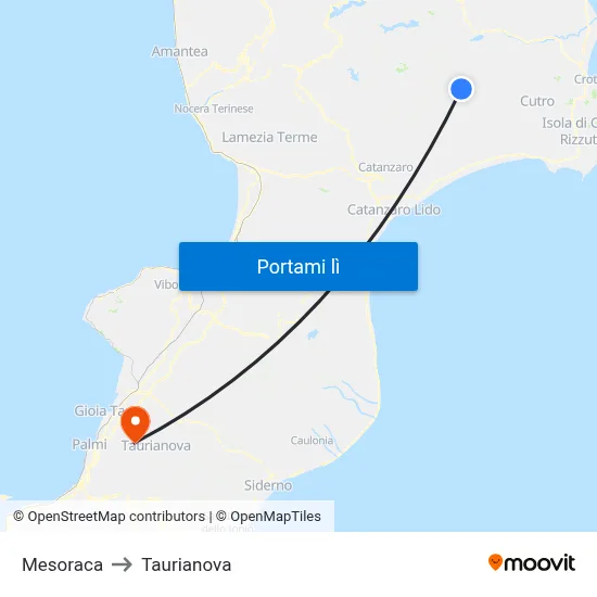 Mesoraca to Taurianova map