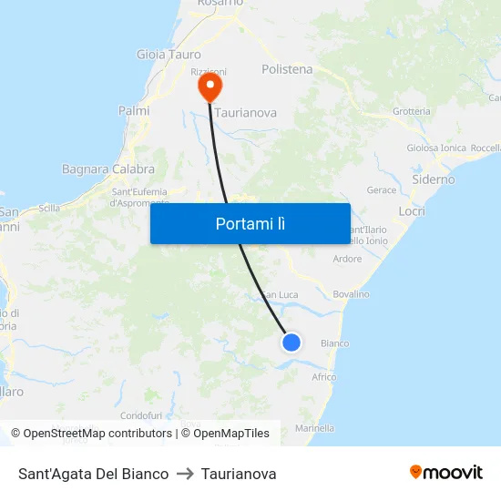 Sant'Agata Del Bianco to Taurianova map