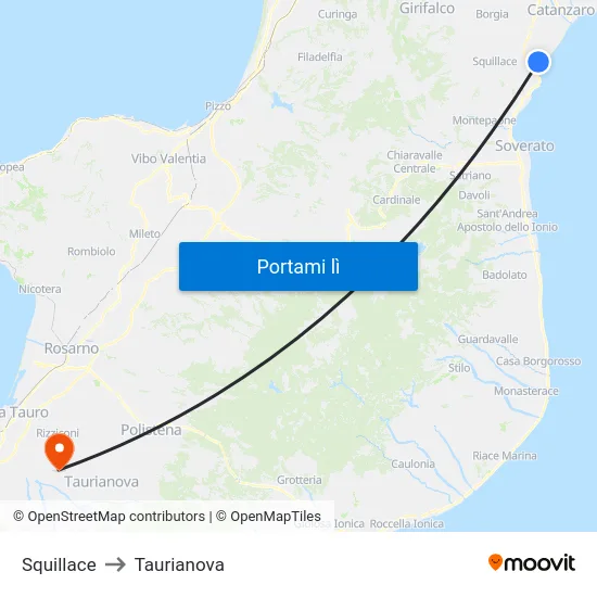 Squillace to Taurianova map