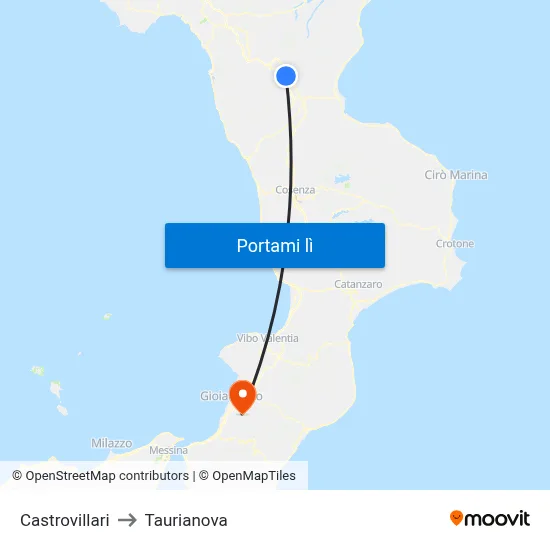Castrovillari to Taurianova map