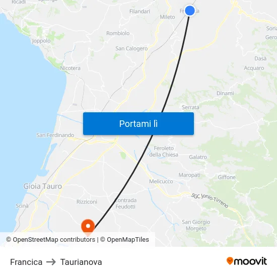 Francica to Taurianova map