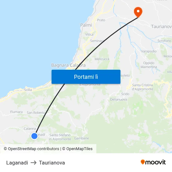 Laganadi to Taurianova map