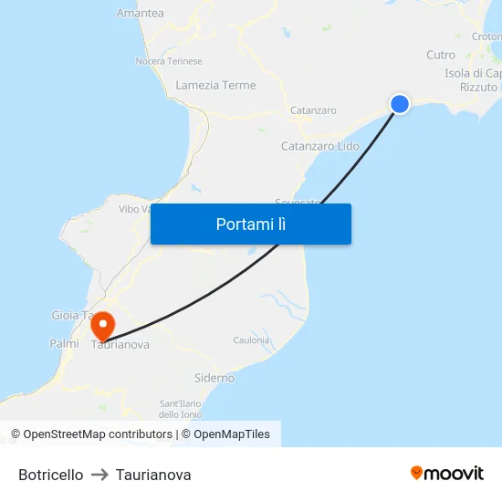 Botricello to Taurianova map