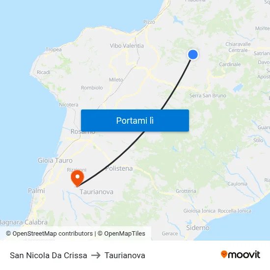 San Nicola Da Crissa to Taurianova map