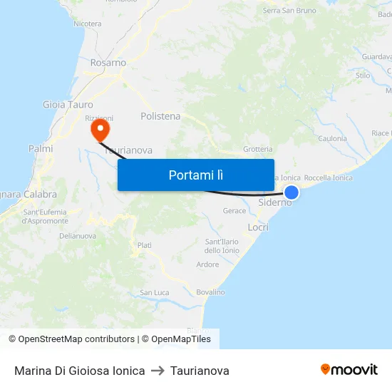 Marina Di Gioiosa Ionica to Taurianova map