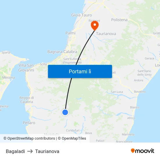 Bagaladi to Taurianova map