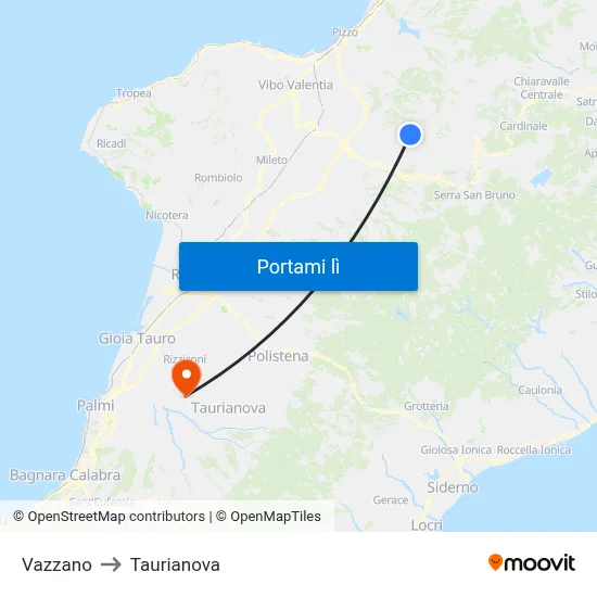 Vazzano to Taurianova map