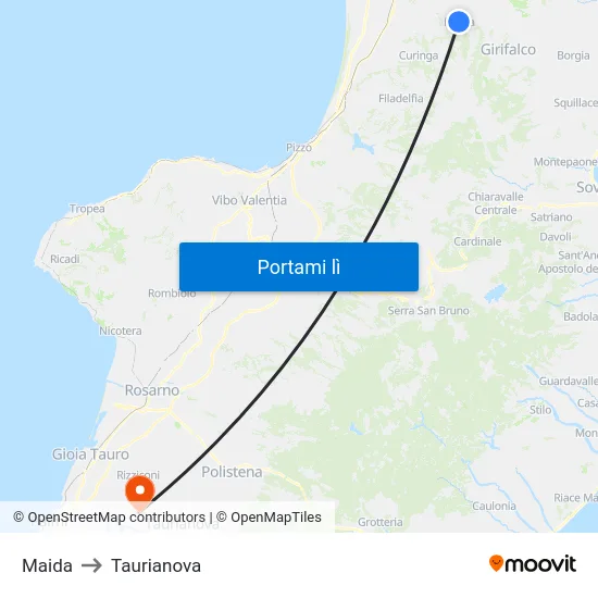 Maida to Taurianova map