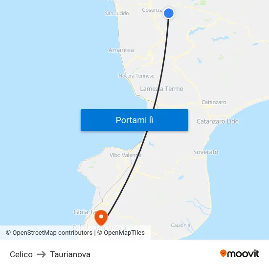 Celico to Taurianova map